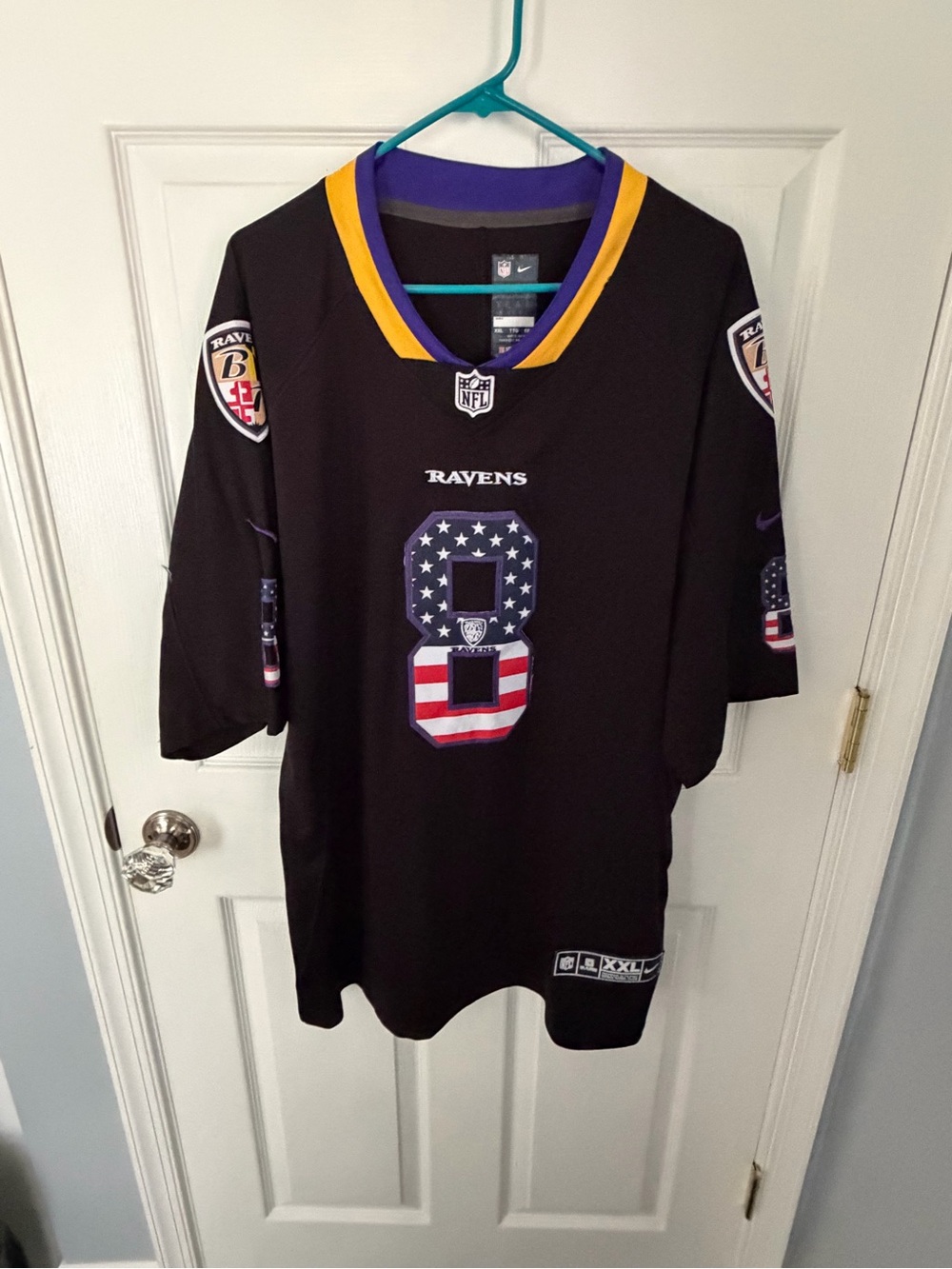Baltimore Ravens Men's Black Jersey with Purple and Gold Collar